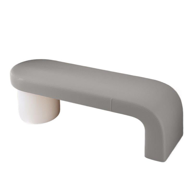 Contemporary Nordic Rectangle Cylinder Faux Leather Pine Backless Armless Bench For Entryways
