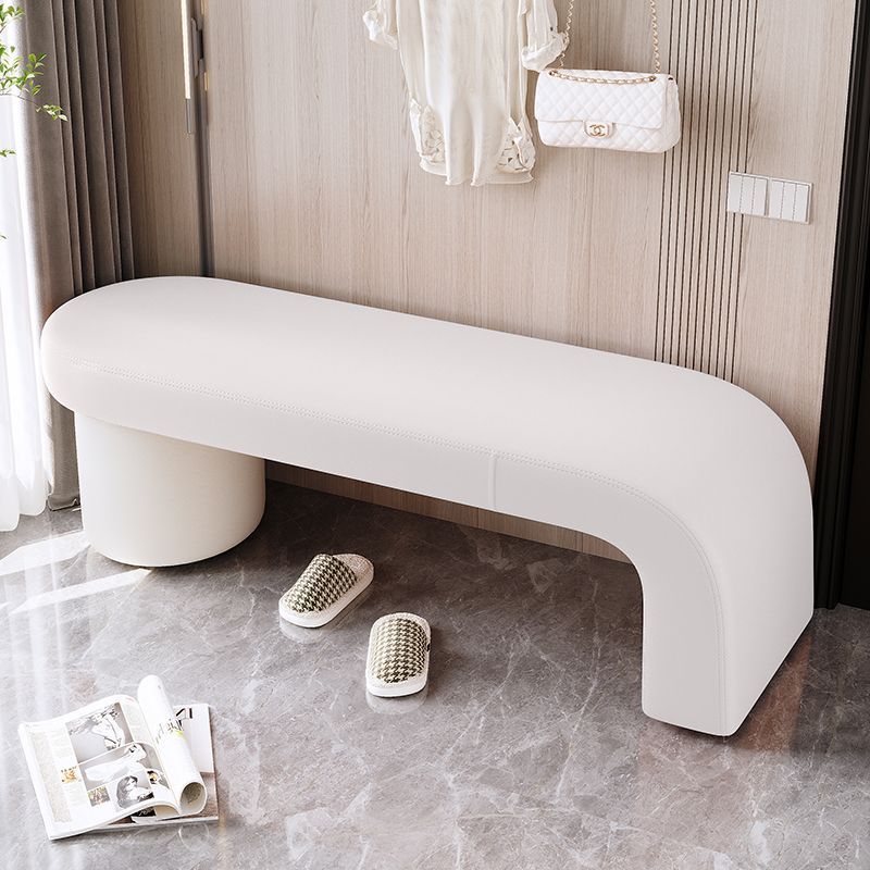 Contemporary Nordic Rectangle Cylinder Faux Leather Pine Backless Armless Bench For Entryways