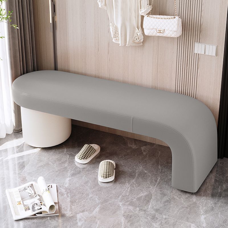 Contemporary Nordic Rectangle Cylinder Faux Leather Pine Backless Armless Bench For Entryways