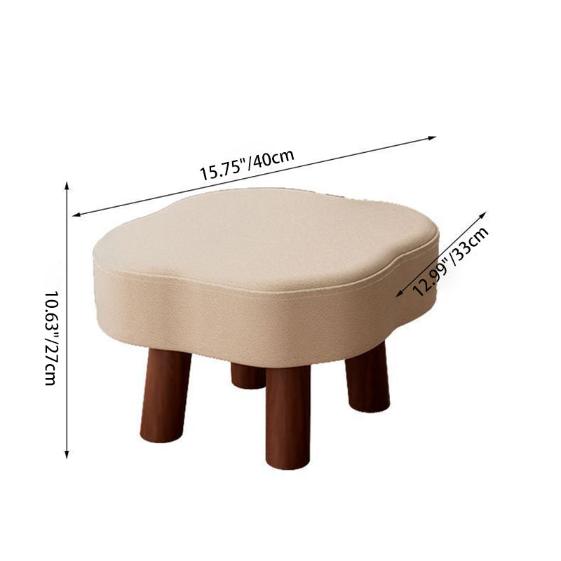 Forme de nuage nordique contemporaine Bandes antidérapantes Tabouret bas en bois massif et cuir Sans dossier Sans accoudoirs Pour salon 