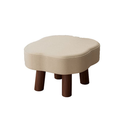 Forme de nuage nordique contemporaine Bandes antidérapantes Tabouret bas en bois massif et cuir Sans dossier Sans accoudoirs Pour salon 