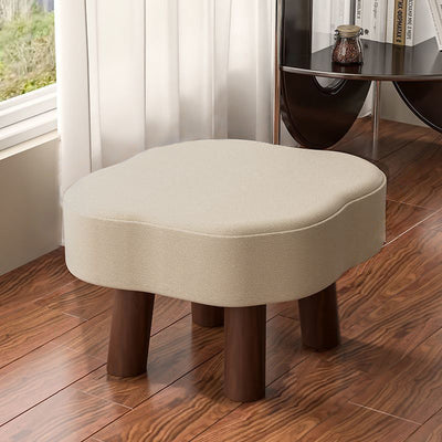 Forme de nuage nordique contemporaine Bandes antidérapantes Tabouret bas en bois massif et cuir Sans dossier Sans accoudoirs Pour salon 