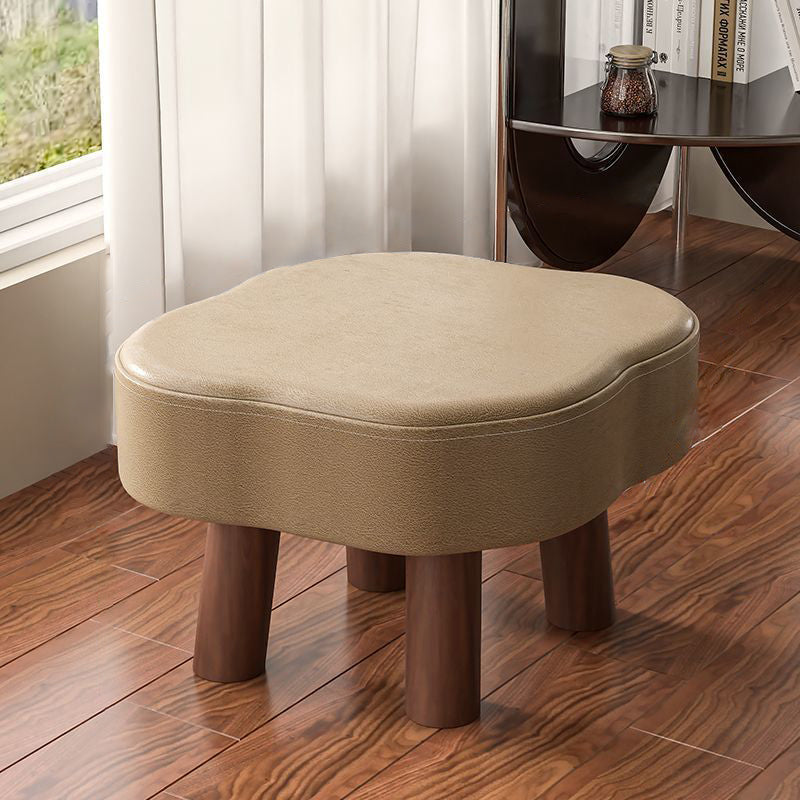 Forme de nuage nordique contemporaine Bandes antidérapantes Tabouret bas en bois massif et cuir Sans dossier Sans accoudoirs Pour salon 