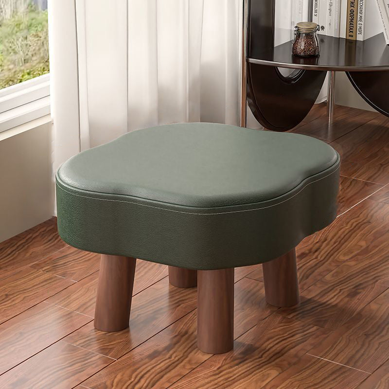Forme de nuage nordique contemporaine Bandes antidérapantes Tabouret bas en bois massif et cuir Sans dossier Sans accoudoirs Pour salon 