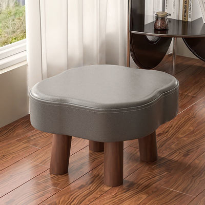 Forme de nuage nordique contemporaine Bandes antidérapantes Tabouret bas en bois massif et cuir Sans dossier Sans accoudoirs Pour salon 