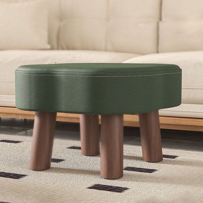 Forme de nuage nordique contemporaine Bandes antidérapantes Tabouret bas en bois massif et cuir Sans dossier Sans accoudoirs Pour salon 