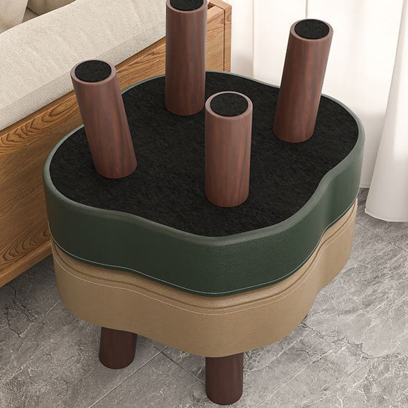 Forme de nuage nordique contemporaine Bandes antidérapantes Tabouret bas en bois massif et cuir Sans dossier Sans accoudoirs Pour salon 
