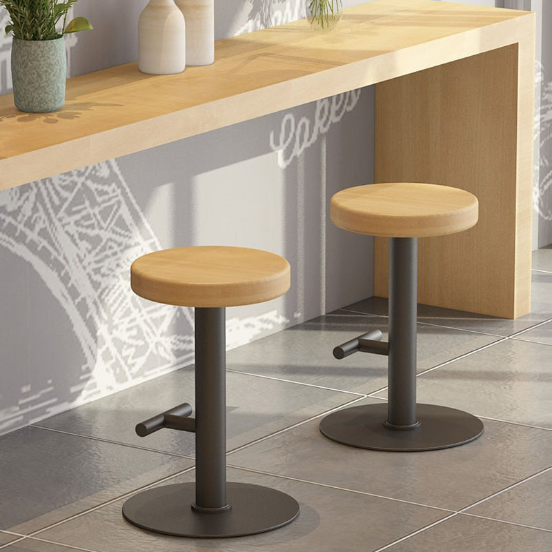 Modern Minimalist Round Pine Iron Bar Stool Backless Armless Footrest For Dining Room