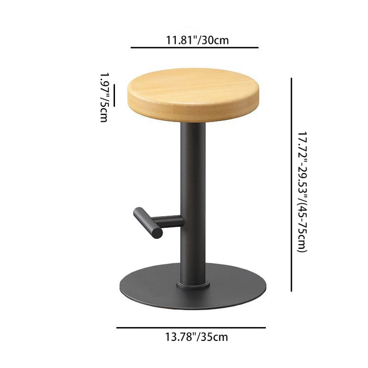 Modern Minimalist Round Pine Iron Bar Stool Backless Armless Footrest For Dining Room