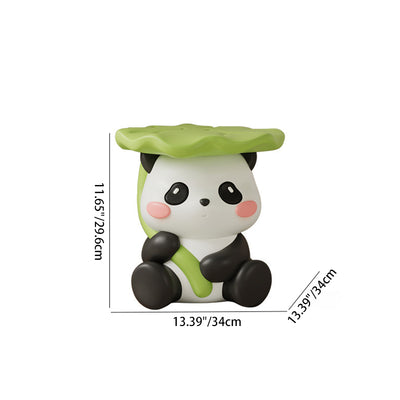 Zeitgenössischer kreativer niedlicher Lotusblatt-Panda-Fiberglas-Fußhocker ohne Rückenlehne und Armlehne für Eingangsbereiche 