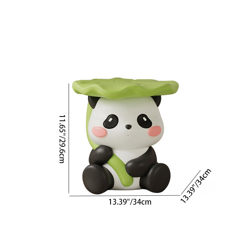 Zeitgenössischer kreativer niedlicher Lotusblatt-Panda-Fiberglas-Fußhocker ohne Rückenlehne und Armlehne für Eingangsbereiche 