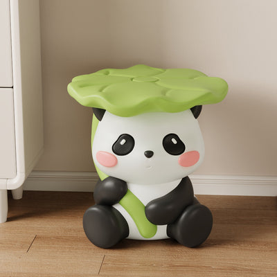 Zeitgenössischer kreativer niedlicher Lotusblatt-Panda-Fiberglas-Fußhocker ohne Rückenlehne und Armlehne für Eingangsbereiche 