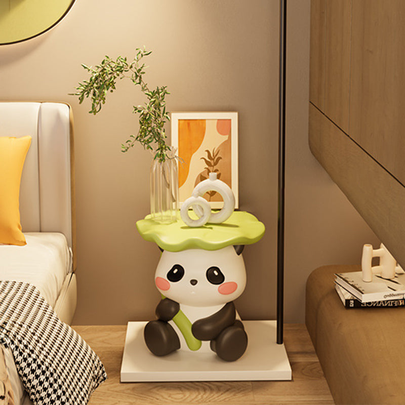 Zeitgenössischer kreativer niedlicher Lotusblatt-Panda-Fiberglas-Fußhocker ohne Rückenlehne und Armlehne für Eingangsbereiche 