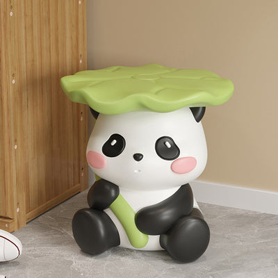Zeitgenössischer kreativer niedlicher Lotusblatt-Panda-Fiberglas-Fußhocker ohne Rückenlehne und Armlehne für Eingangsbereiche 