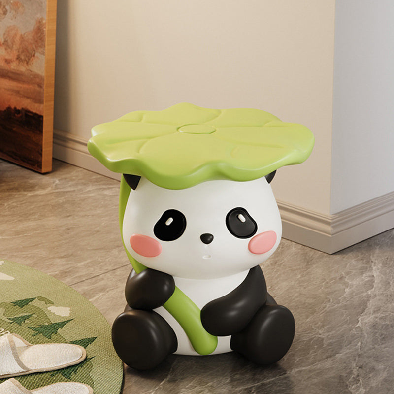 Zeitgenössischer kreativer niedlicher Lotusblatt-Panda-Fiberglas-Fußhocker ohne Rückenlehne und Armlehne für Eingangsbereiche 