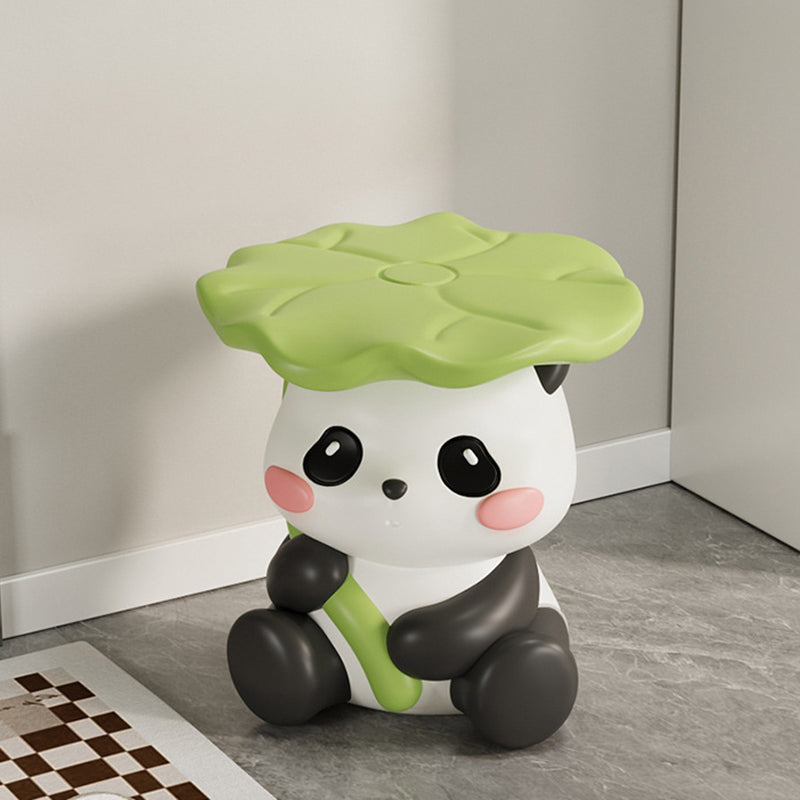 Zeitgenössischer kreativer niedlicher Lotusblatt-Panda-Fiberglas-Fußhocker ohne Rückenlehne und Armlehne für Eingangsbereiche 