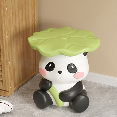 Zeitgenössischer kreativer niedlicher Lotusblatt-Panda-Fiberglas-Fußhocker ohne Rückenlehne und Armlehne für Eingangsbereiche 