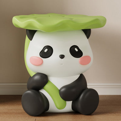 Zeitgenössischer kreativer niedlicher Lotusblatt-Panda-Fiberglas-Fußhocker ohne Rückenlehne und Armlehne für Eingangsbereiche 