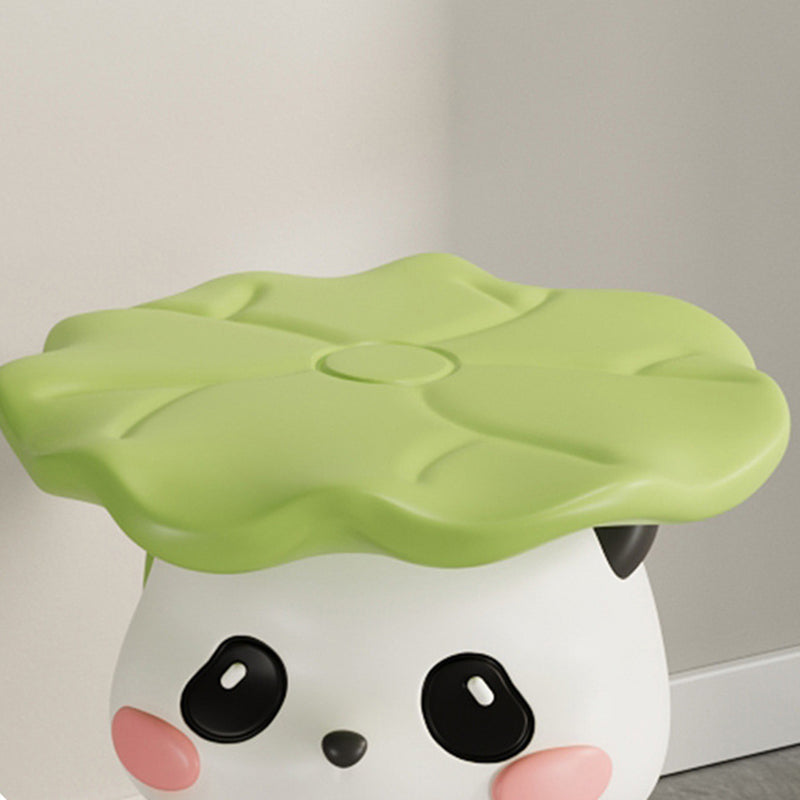 Zeitgenössischer kreativer niedlicher Lotusblatt-Panda-Fiberglas-Fußhocker ohne Rückenlehne und Armlehne für Eingangsbereiche 