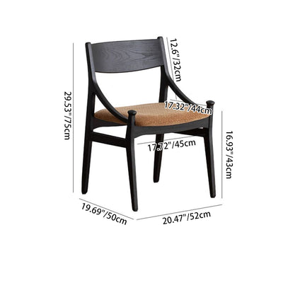 Silla de comedor sin brazos con respaldo tapizado en tela de ceniza retro contemporánea para el comedor 