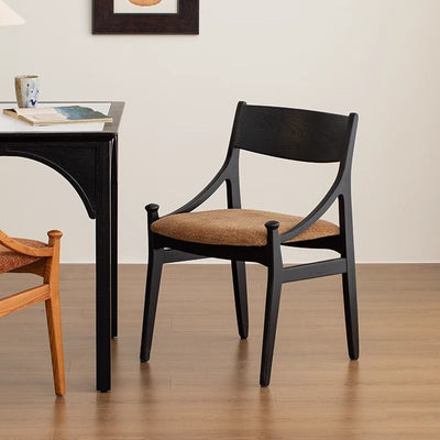 Silla de comedor sin brazos con respaldo tapizado en tela de ceniza retro contemporánea para el comedor 