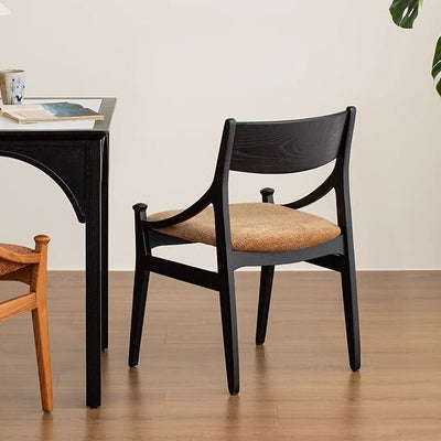 Silla de comedor sin brazos con respaldo tapizado en tela de ceniza retro contemporánea para el comedor 