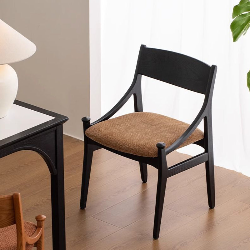 Silla de comedor sin brazos con respaldo tapizado en tela de ceniza retro contemporánea para el comedor 