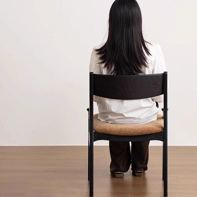 Silla de comedor sin brazos con respaldo tapizado en tela de ceniza retro contemporánea para el comedor 