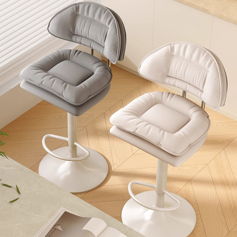 Tabouret de bar moderne minimaliste en acier avec dossier et accoudoirs, rembourré en cuir PU, coton et éponge, pour salle à manger 