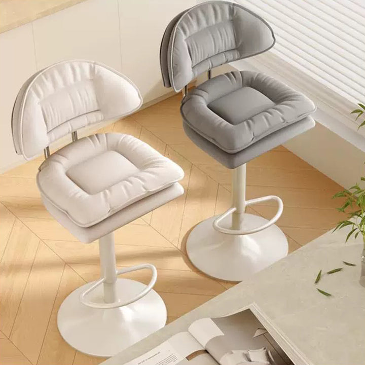 Modern Minimalist Upholstered PU Leather Metal Doll Cotton Sponge Bar Stool Backrest Armrest For Dining Room