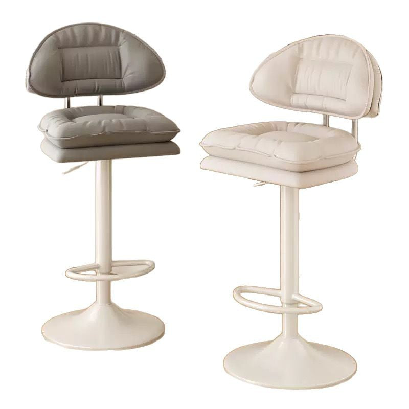 Tabouret de bar moderne minimaliste en acier avec dossier et accoudoirs, rembourré en cuir PU, coton et éponge, pour salle à manger 