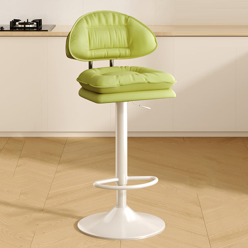 Tabouret de bar moderne minimaliste en acier avec dossier et accoudoirs, rembourré en cuir PU, coton et éponge, pour salle à manger 
