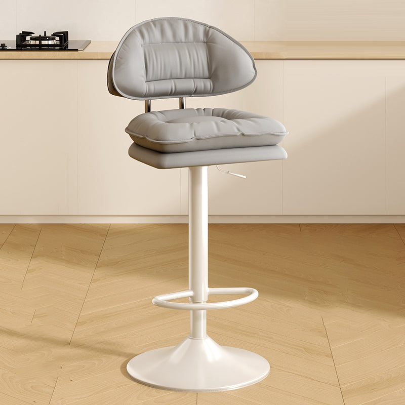 Tabouret de bar moderne minimaliste en acier avec dossier et accoudoirs, rembourré en cuir PU, coton et éponge, pour salle à manger 