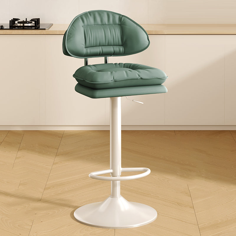 Tabouret de bar moderne minimaliste en acier avec dossier et accoudoirs, rembourré en cuir PU, coton et éponge, pour salle à manger 