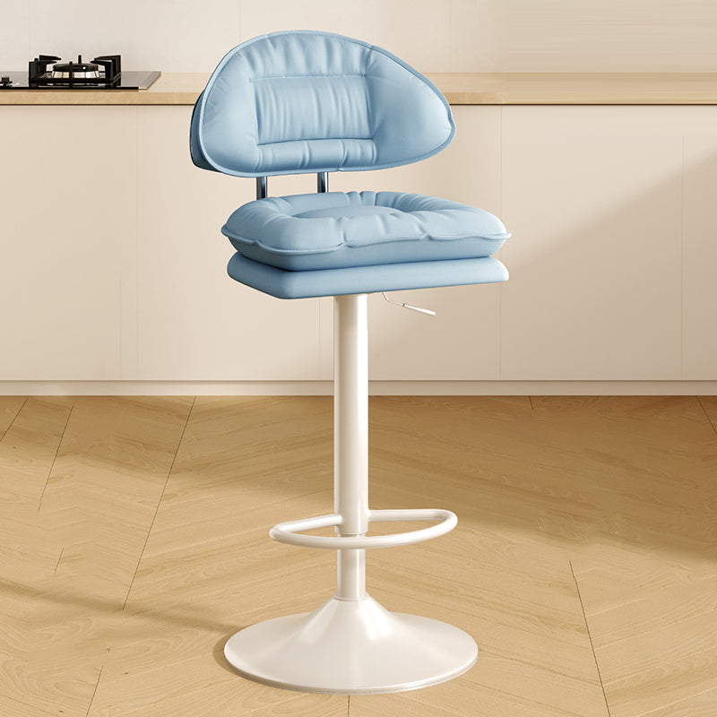 Tabouret de bar moderne minimaliste en acier avec dossier et accoudoirs, rembourré en cuir PU, coton et éponge, pour salle à manger 