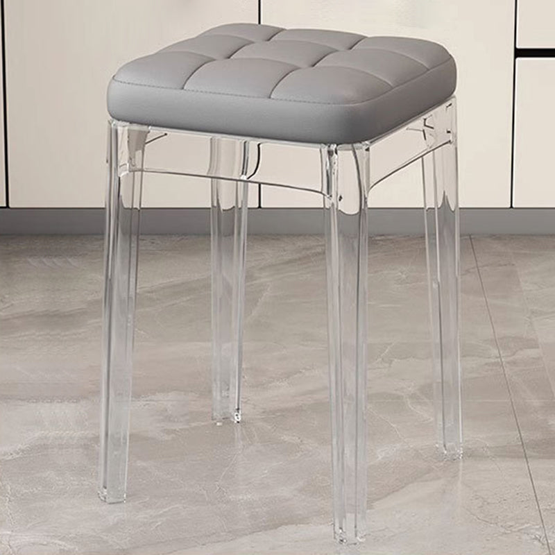 Contemporain Nordique Transparent Carré PU Cuir PET Chaise de Salle à Manger Sans Dossier Sans Accoudoirs Pour Salle à Manger 