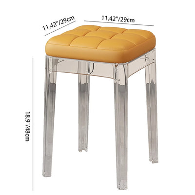 Contemporáneo Nórdico Transparente Cuadrado PU PET Silla de Comedor Sin Respaldo Sin Brazos Para Comedor 
