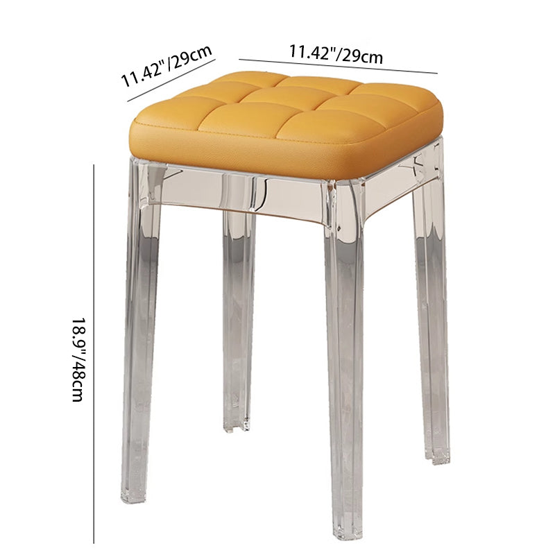 Contemporáneo Nórdico Transparente Cuadrado PU PET Silla de Comedor Sin Respaldo Sin Brazos Para Comedor 
