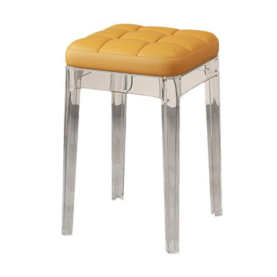 Contemporáneo Nórdico Transparente Cuadrado PU PET Silla de Comedor Sin Respaldo Sin Brazos Para Comedor 