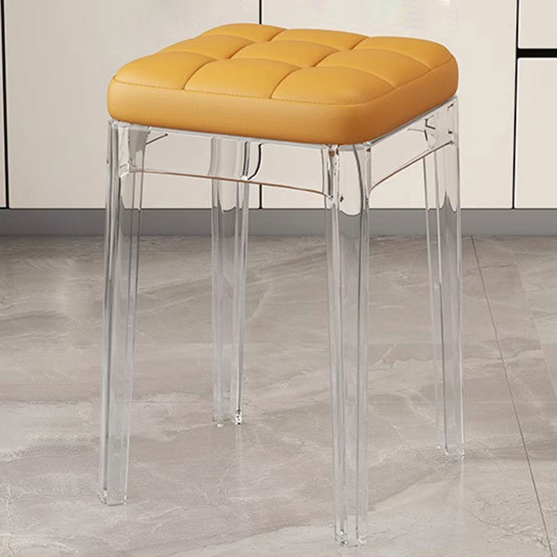 Contemporain Nordique Transparent Carré PU Cuir PET Chaise de Salle à Manger Sans Dossier Sans Accoudoirs Pour Salle à Manger 