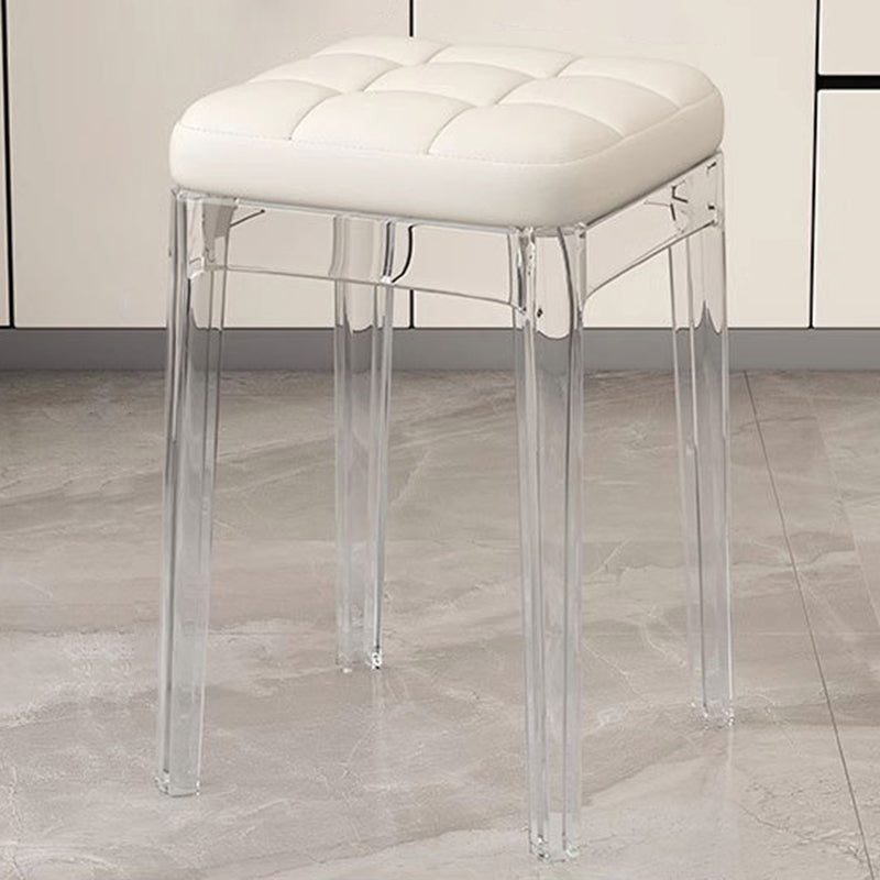 Contemporain Nordique Transparent Carré PU Cuir PET Chaise de Salle à Manger Sans Dossier Sans Accoudoirs Pour Salle à Manger 