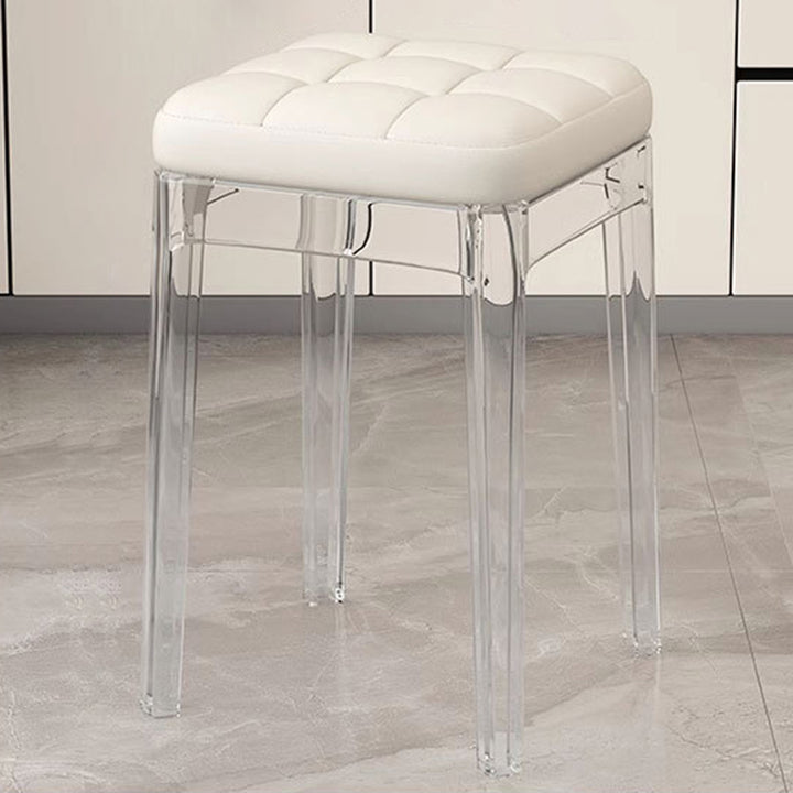 Contemporain Nordique Transparent Carré PU Cuir PET Chaise de Salle à Manger Sans Dossier Sans Accoudoirs Pour Salle à Manger 