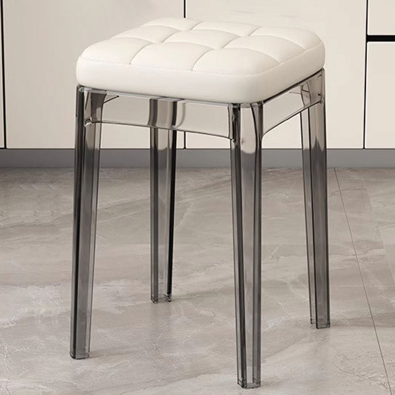 Contemporain Nordique Transparent Carré PU Cuir PET Chaise de Salle à Manger Sans Dossier Sans Accoudoirs Pour Salle à Manger 