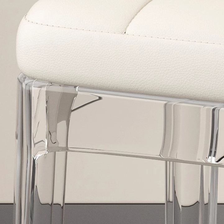Contemporain Nordique Transparent Carré PU Cuir PET Chaise de Salle à Manger Sans Dossier Sans Accoudoirs Pour Salle à Manger 
