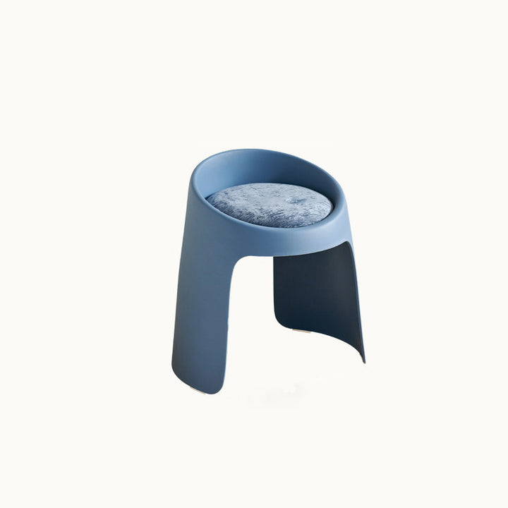 Contemporary Nordic Round Velvet PP Sponge Upholstered Dining Chair Backless Armless For Dining Room