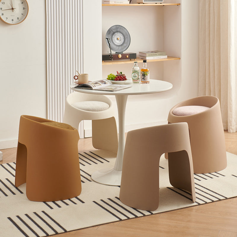 Contemporary Nordic Round Velvet PP Sponge Upholstered Dining Chair Backless Armless For Dining Room