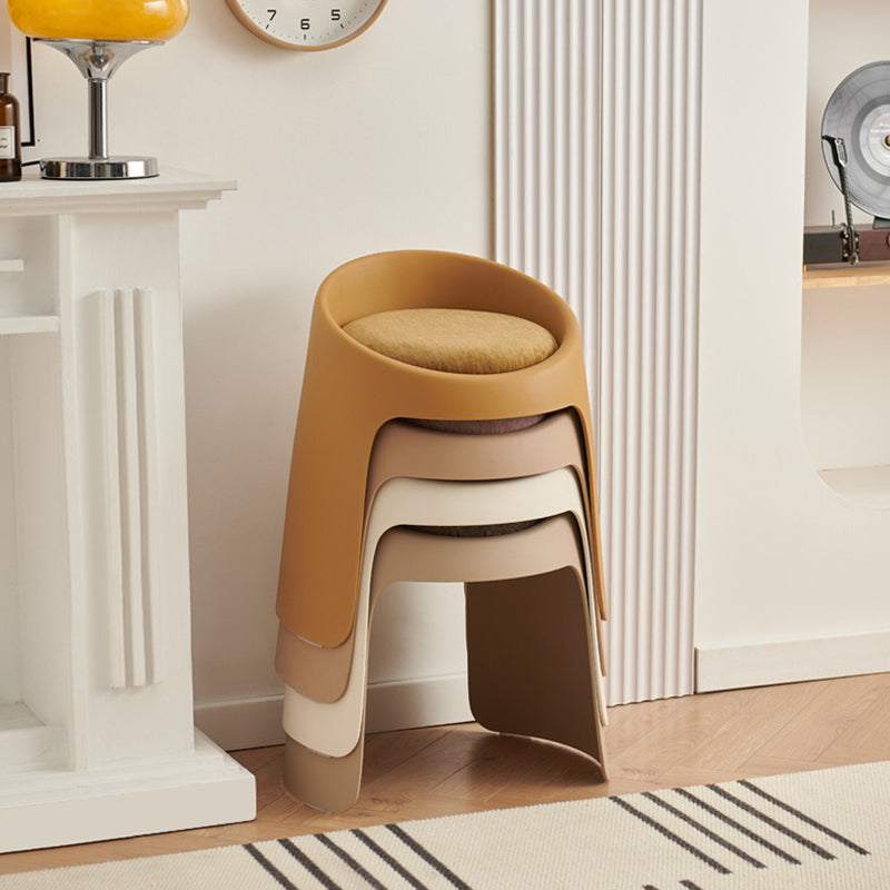 Contemporary Nordic Round Velvet PP Sponge Upholstered Dining Chair Backless Armless For Dining Room