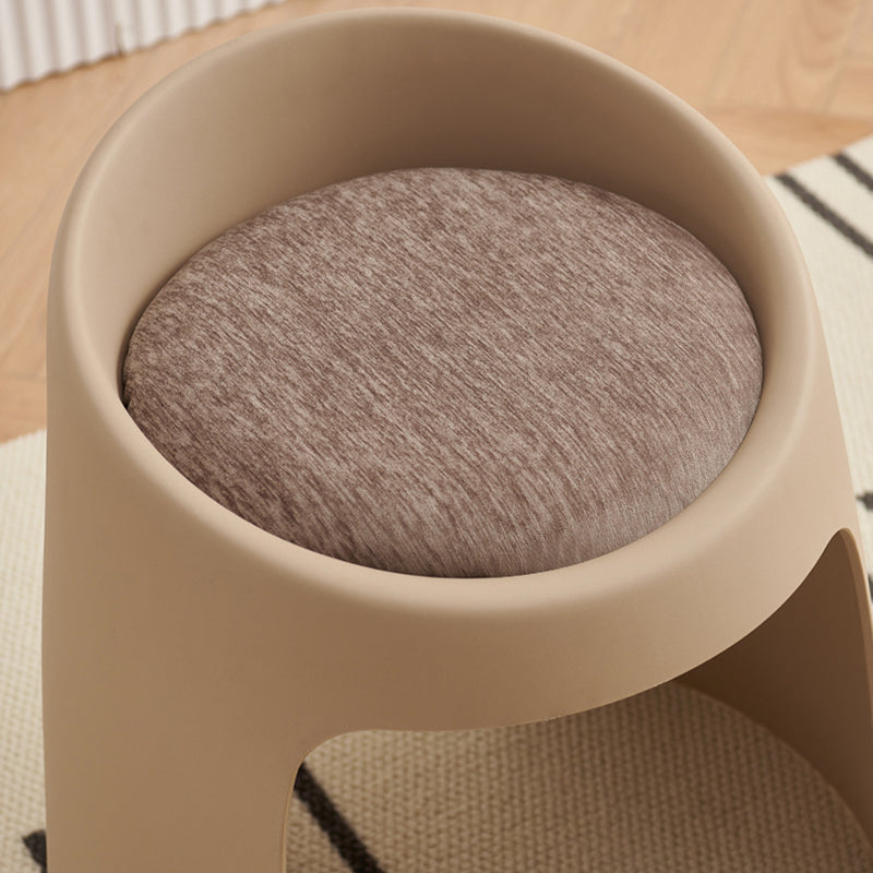 Contemporary Nordic Round Velvet PP Sponge Upholstered Dining Chair Backless Armless For Dining Room