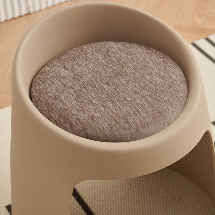 Contemporary Nordic Round Velvet PP Sponge Upholstered Dining Chair Backless Armless For Dining Room