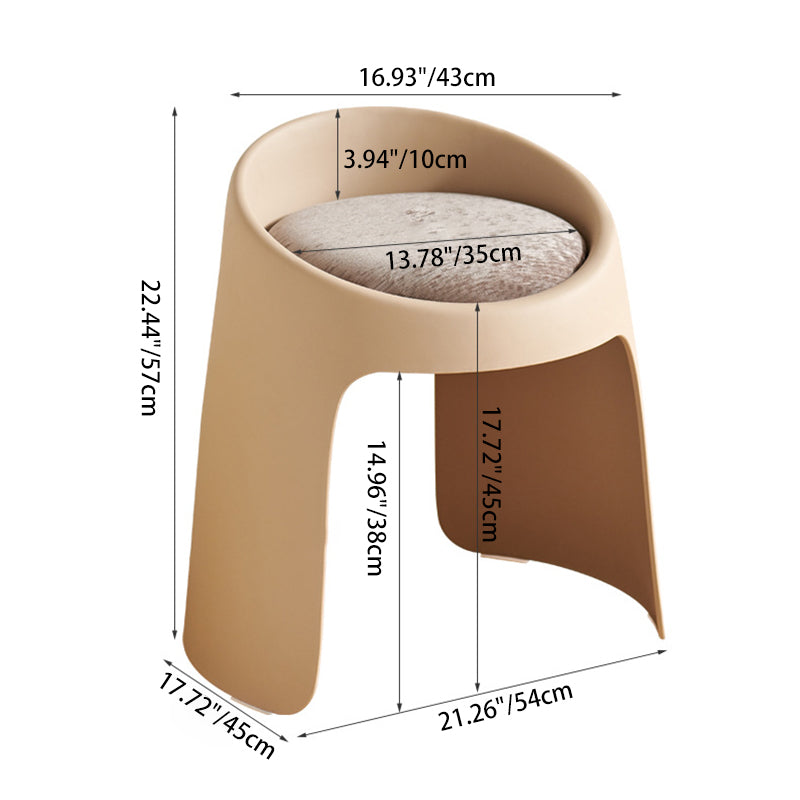 Contemporary Nordic Round Velvet PP Sponge Upholstered Dining Chair Backless Armless For Dining Room